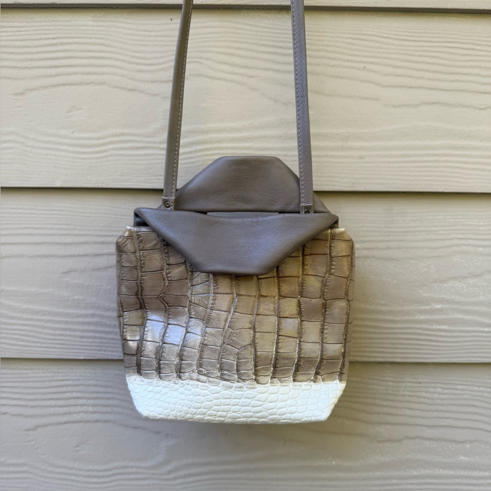 Daniella Lehavi Elegant Two-Tone Crocodile Pattern Bag
